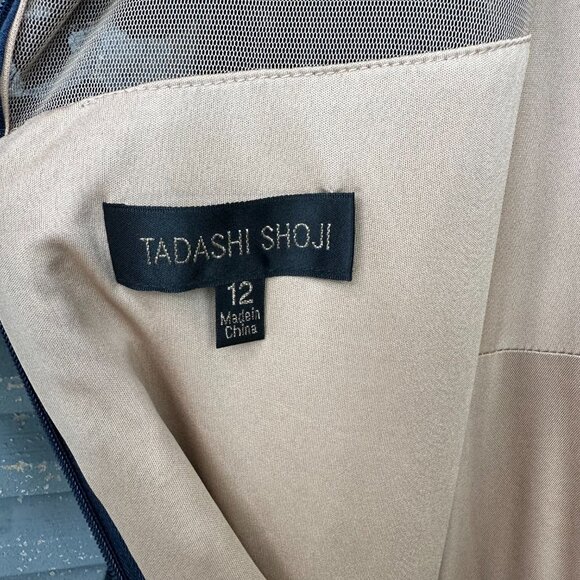 Tadashi Shoji Kennedy Embroidered Lace Dress Navy Sz 12 NWT - Picture 9 of 16